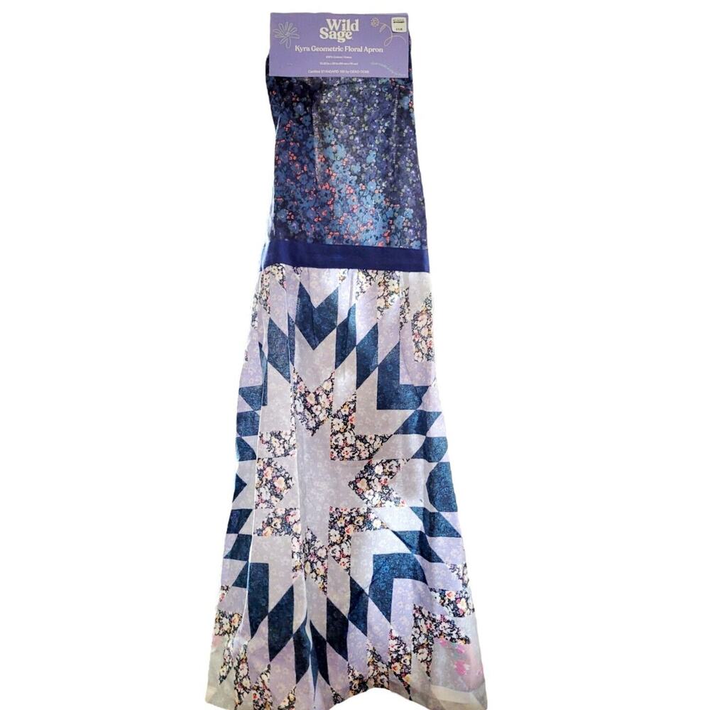 Floral Kitchen Apron Geometric "Kyra" by Wild Sage 35x30 100% Cotton